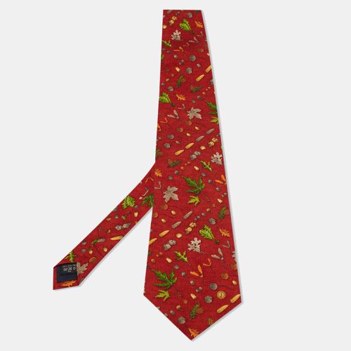 Dunhill Brick Red Autumnal Print Silk Tie - Dunhill - Modalova