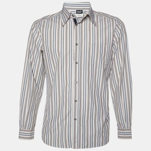 D&G Beige Striped Cotton Button Front Shirt M - D&G - Modalova