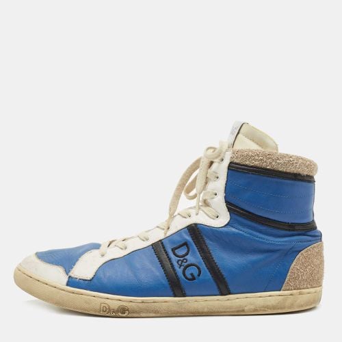 D&G Blue/White Leather and Suede High Top Sneakers Size 45 - D&G - Modalova