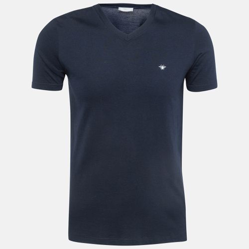 Dior Navy Blue Cotton Jersey V-Neck T-Shirt XS - Dior Homme - Modalova