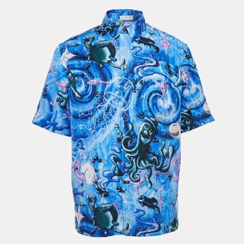 Dior x Kenny Scharf Blue Swirl Sealife Satin Shirt L - Dior Homme - Modalova