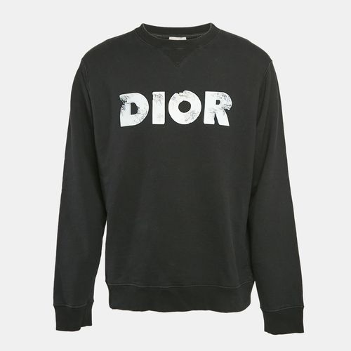 Dior Black Logo Print Cotton Knit Sweatshirt XL - Dior Homme - Modalova