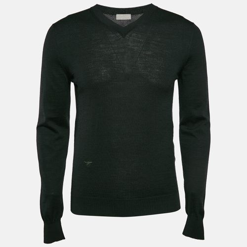 Dior Dark Green Wool Knit V-Neck Sweatshirt S - Dior Homme - Modalova