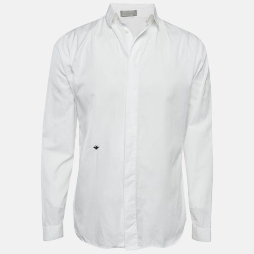 Dior White Bee Embroidered Cotton Button Front Shirt M - Dior Homme - Modalova