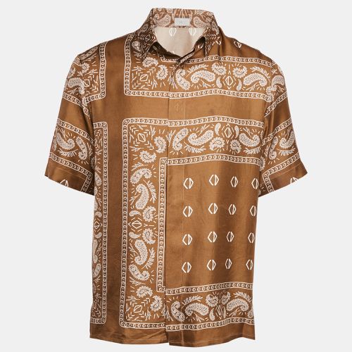 Dior Brown Bandana Print Silk Half Sleeve Shirt M - Dior Homme - Modalova