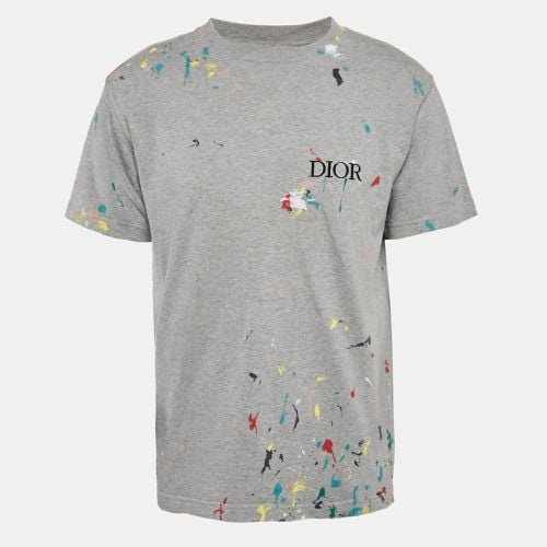 Dior Grey Printed Cotton Knit Crew Neck T-Shirt M - Dior Homme - Modalova