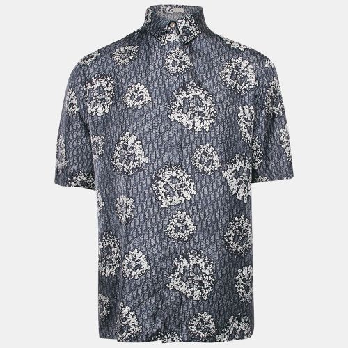 Dior Blue Printed Silk Half Sleeve Shirt M - Dior Homme - Modalova