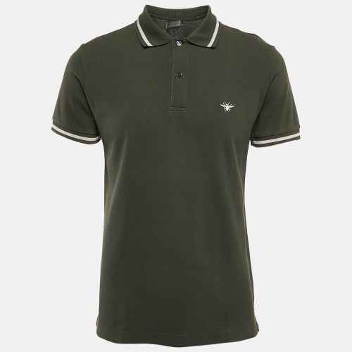 Dior Green Bee Embroidered Cotton Polo T-Shirt L - Dior Homme - Modalova