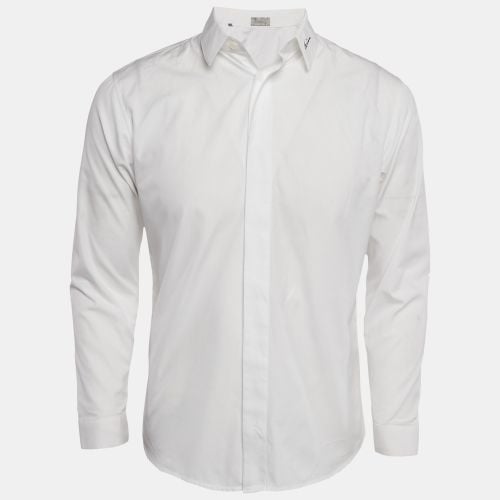 Dior White Logo Embroidery Cotton Button Front Shirt M - Dior Homme - Modalova