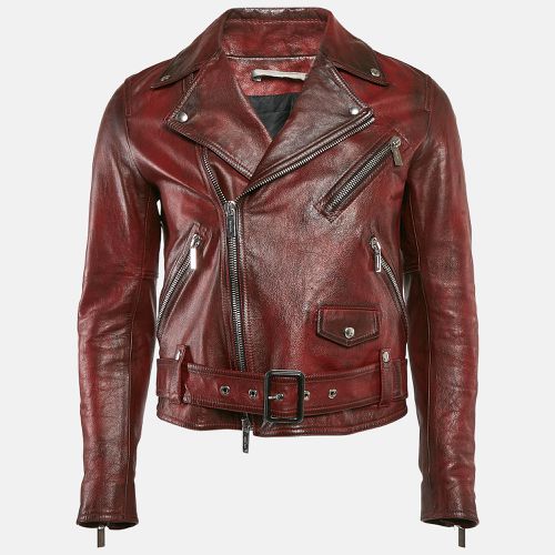 Dior Burgundy Leather Zip-Up Jacket S - Dior Homme - Modalova