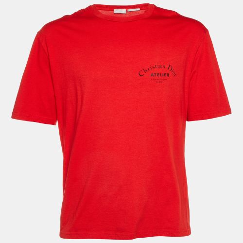 Dior Red Logo Print Cotton Limited Edition Crew Neck T-Shirt L - Dior Homme - Modalova