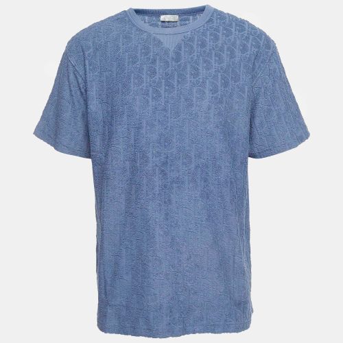 Dior Blue Oblique Terry Jacquard Crewneck T-Shirt M - Dior Homme - Modalova