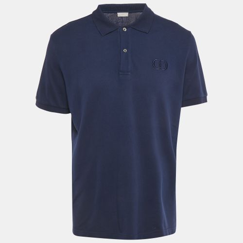 Dior Blue CD Embroidered Pique Polo T-Shirt XXL - Dior Homme - Modalova