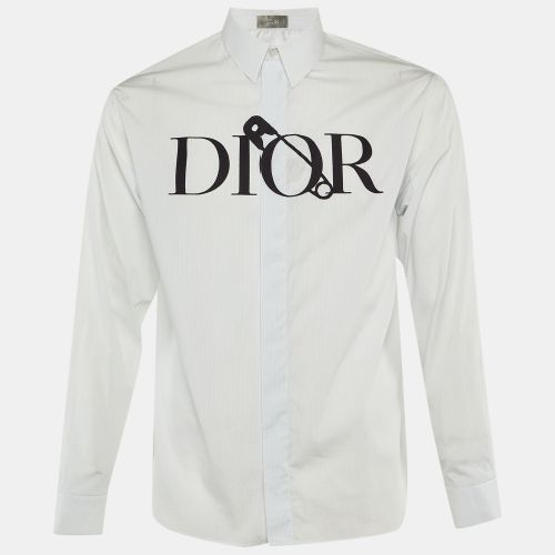 Dior X Judy Blame White Logo Safety Pin Cotton Long Sleeve Shirt S - Dior Homme - Modalova