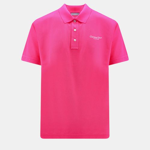 Dior Pink Embroidered Logo Polo Shirt L - Dior - Modalova