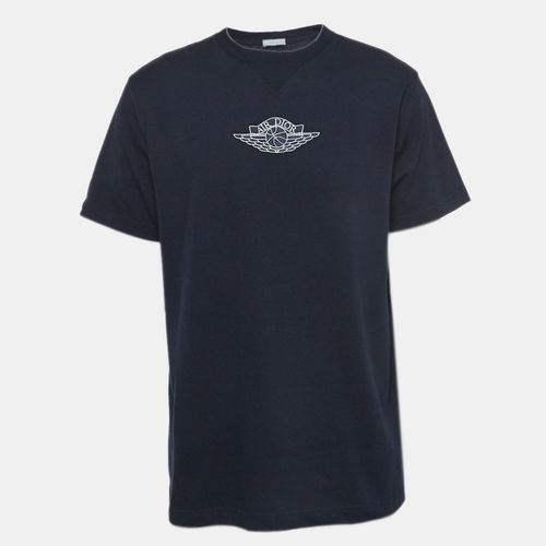 Dior X Air Jordan Navy Blue Embroidered Cotton Half Sleeve T-Shirt M - Dior - Modalova