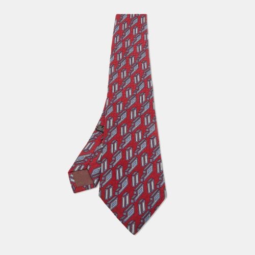 Christian Dior Vintage Red/Blue Patterned Silk Classic Tie - Dior - Modalova