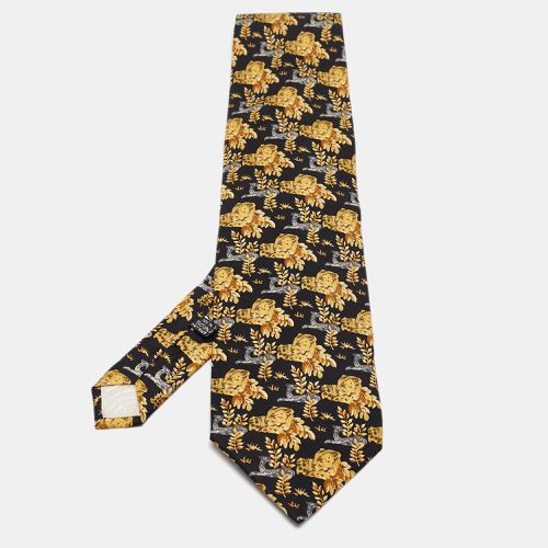 Christian Dior Monsieur Black/Yellow Printed Silk Traditional Tie - Dior - Modalova