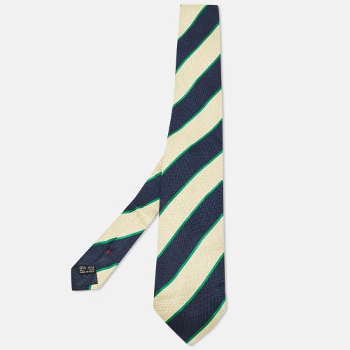 Dior Navy Blue/Cream Diagonal Stripe Silk Tie - Dior - Modalova