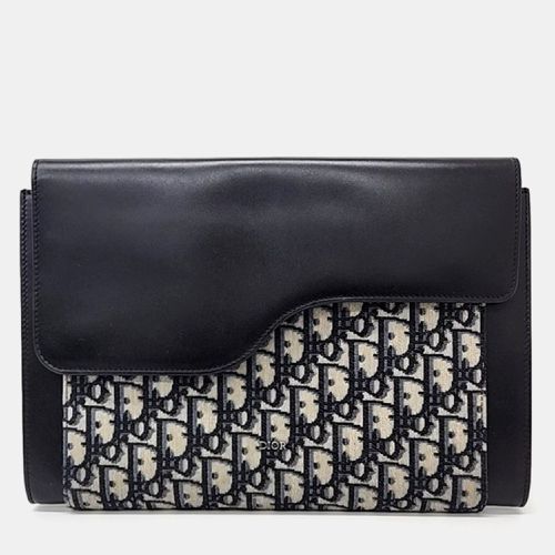 Dior Black Jacquard Canvas and Leather Saddle Clutch Bag - Dior - Modalova