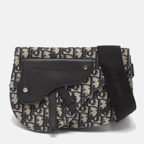 Dior Navy Blue/Black Oblique Canvas and Leather Saddle Pouch Bag - Dior - Modalova