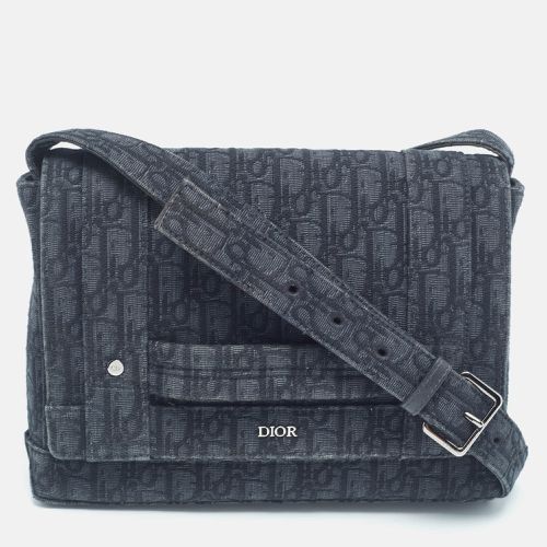 Dior Black Oblique Canvas Flap Messenger Bag - Dior - Modalova