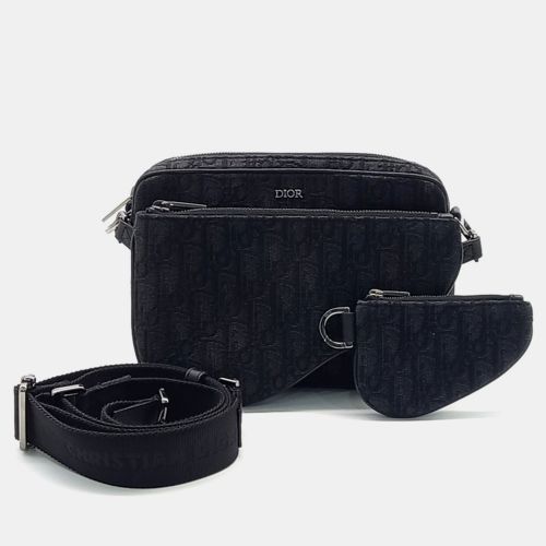 Dior Black Canvas Oblique Triple Pouch Messenger Bag - Dior - Modalova