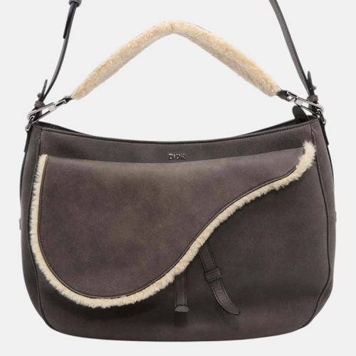 Gray Mouton Leather Saddle Shoulder Bag - Dior - Modalova