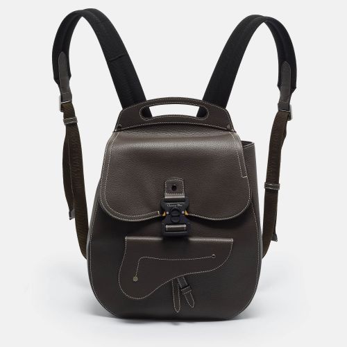 Saddle Leather Backpack With Flap - Dior - Modalova