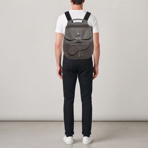 Saddle Leather Backpack With Flap - Dior - Modalova