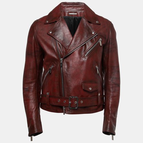 Dior Red Distressed Leather Moto Jacket M - Dior - Modalova