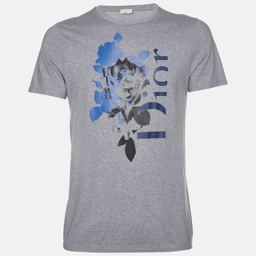 Dior Grey Logo Print Cotton Half Sleeve T-Shirt M - Dior - Modalova