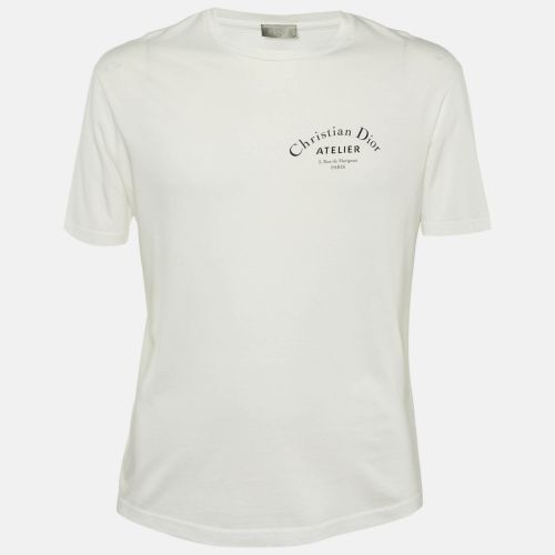 Dior White Logo Printed Cotton Knit T-Shirt S - Dior - Modalova