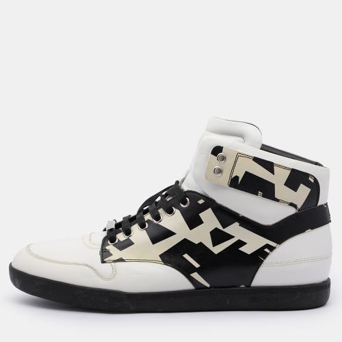 Dior White/Black Printed Leather High Top Sneakers Size 41.5 - Dior - Modalova