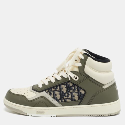 Christian Dior Green/Beige Leather and Canvas B27 High Top Sneakers Size 41.5 - Dior - Modalova