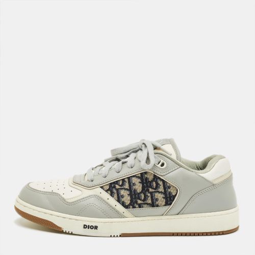 Dior B27 Size 44 Grey/White Leather and Oblique Fabric B27 Low Top Sneakers - Dior - Modalova