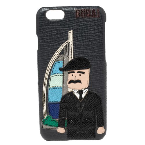 Dolce & Gabbana Black Leather DG Loves Dubai iPhone 6 Cover - Dolce & Gabbana - Modalova