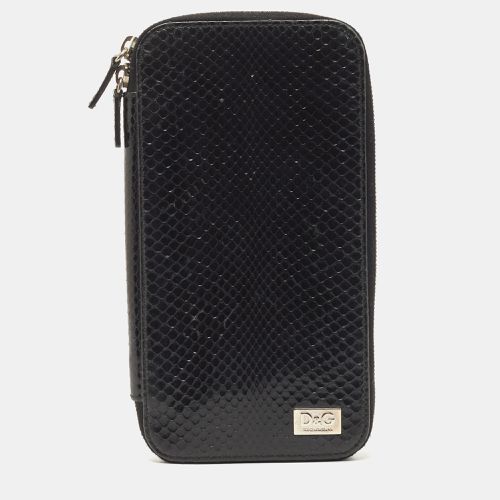 Dolce & Gabbana Black Watersnake Leather Zip Around Organizer - Dolce & Gabbana - Modalova