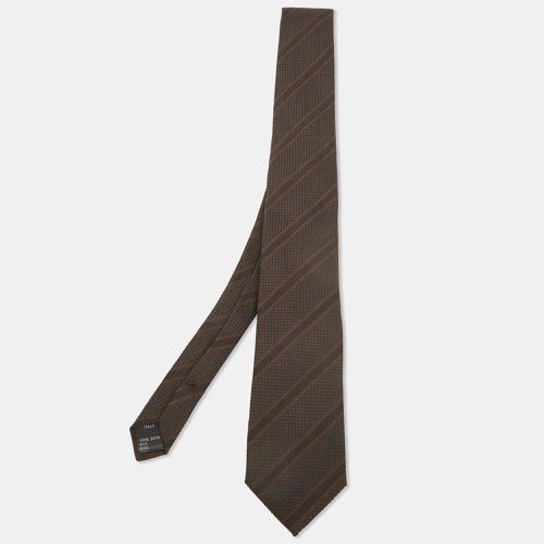 Dolce & Gabbana Brown Striped Silk Skinny Tie - Dolce & Gabbana - Modalova