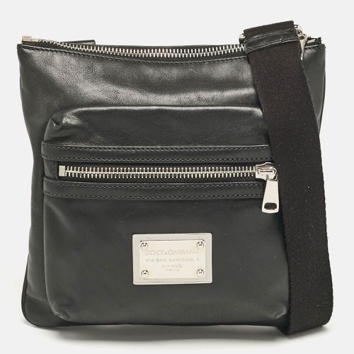 Dolce & Gabbana Black Leather Front Pocket Messenger Bag - Dolce & Gabbana - Modalova