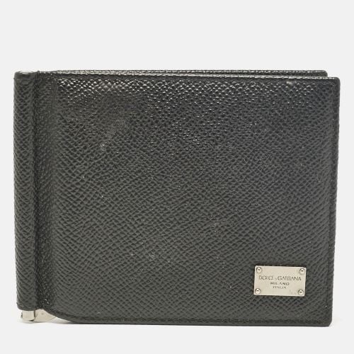 Dolce & Gabbana Black Leather Money Clip Bifold Card Holder - Dolce & Gabbana - Modalova