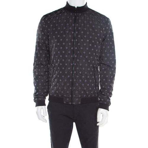 Dolce & Gabbana Black Polka Dot Embroidered Zip Front Bomber Jacket L - Dolce & Gabbana - Modalova