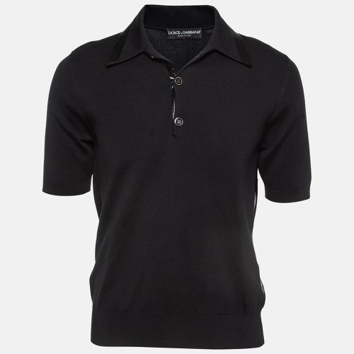 Dolce & Gabbana Black Logo Print Cotton Polo T-Shirt M - Dolce & Gabbana - Modalova