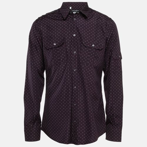 Gold Dark Dotted Cotton Buttoned Up Shirt XXS - Dolce & Gabbana - Modalova