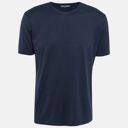 Dolce & Gabbana Navy Blue Cotton Jersey Crew Neck T-Shirt XXL - Dolce & Gabbana - Modalova