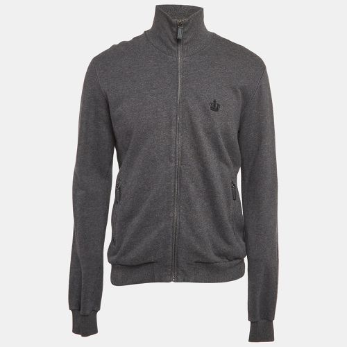 Dolce & Gabbana Grey Cotton Knit Zip Front Hooded Jacket L - Dolce & Gabbana - Modalova