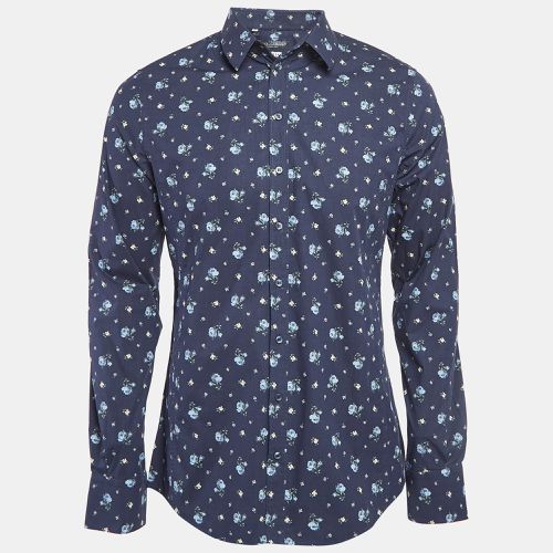 Dolce & Gabbana Blue Floral Print Cotton Sicilia Slim Fit Shirt L - Dolce & Gabbana - Modalova