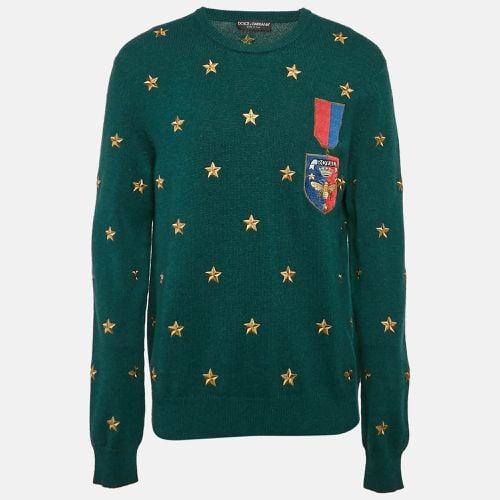 Dolce & Gabbana Green Stars Embroidered Rib Knit Sweater XXL - Dolce & Gabbana - Modalova