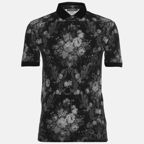 Dolce and Gabbana Black Floral Print Cotton Pique Polo T-Shirt XS - Dolce & Gabbana - Modalova