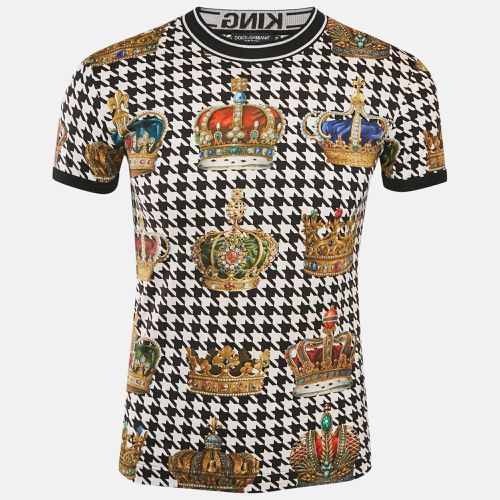 Houndstooth and Crown Print Jersey T-Shirt XS - Dolce & Gabbana - Modalova